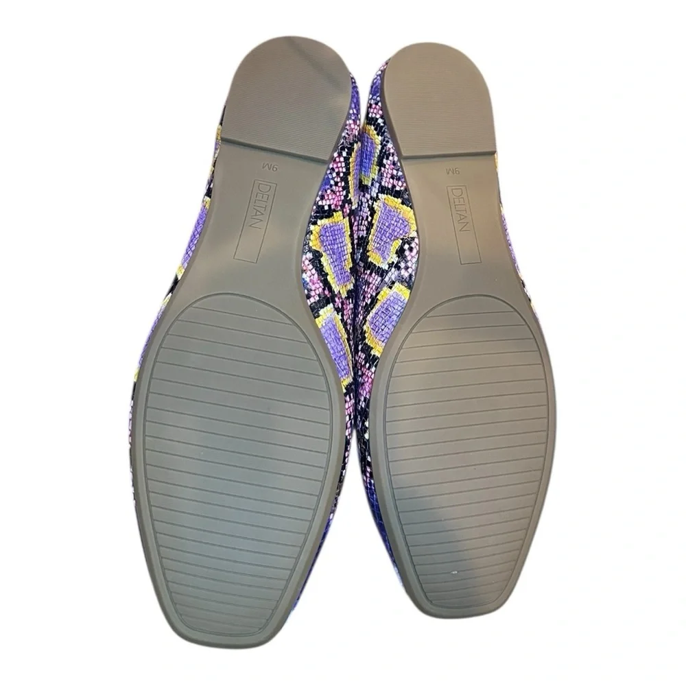 Deltan Vibrant Multicolor faux Snakeskin Loafers NWOT - Picture 4 of 5